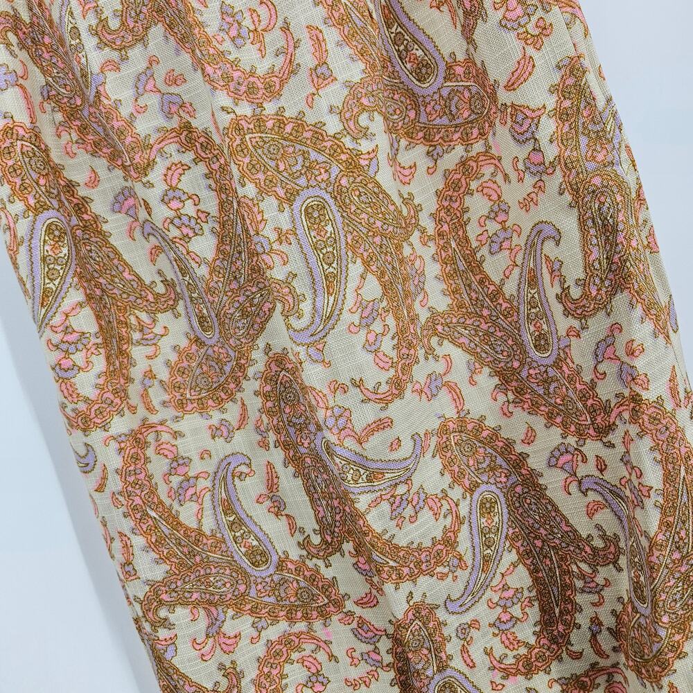 Vitange 70s Skirt Set Brown Button Down Long Sleeve Paisley Mod Secretary Sz 10 - Picture 7 of 12